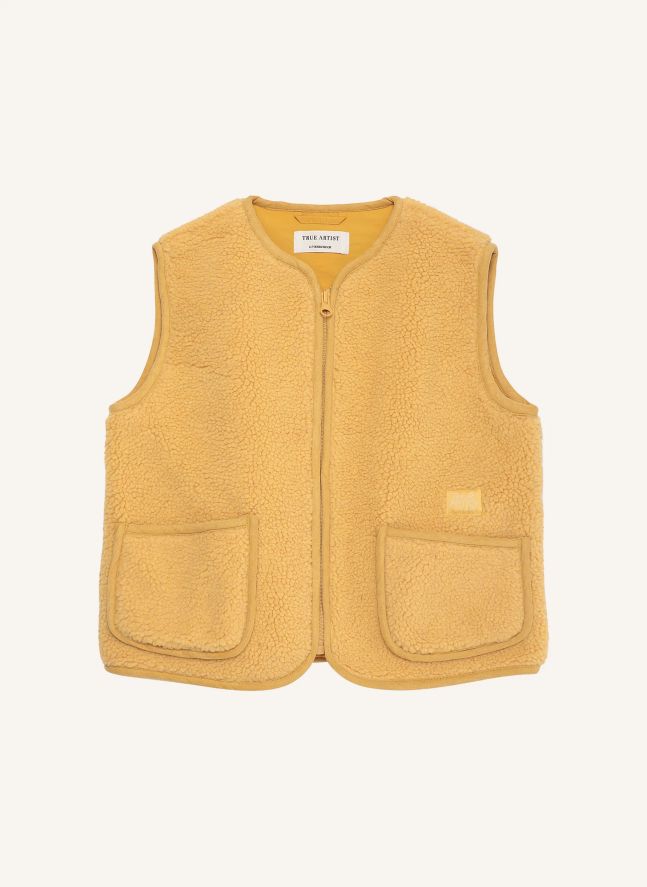 Veste Sans Manches Façon Sherpa N°6 | Jaune