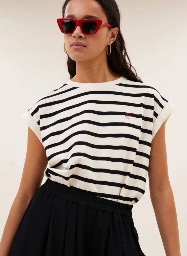 Top Rayures Tobi Coton Bio | Ecru