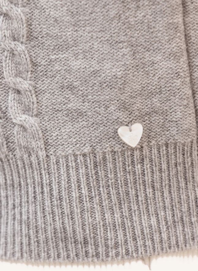 Pull Col Dentelle Torsadé | Gris chiné