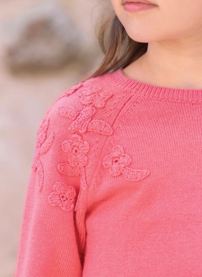 Pull Epaules Brodées Fleurs | Rose