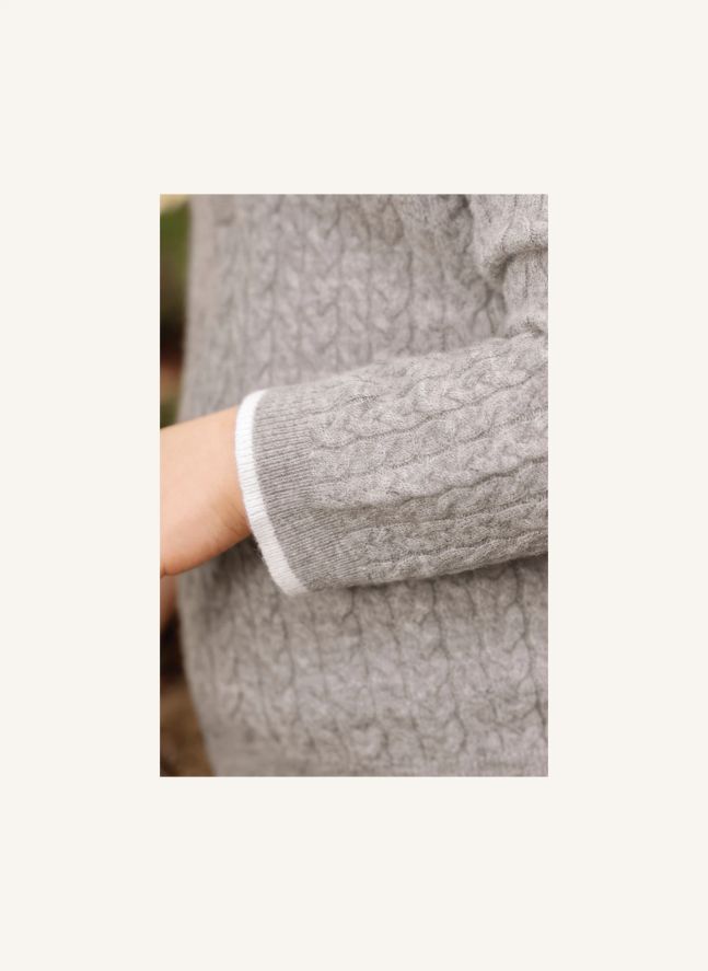 Baby Wool Polo Neck Sweater | Heather grey