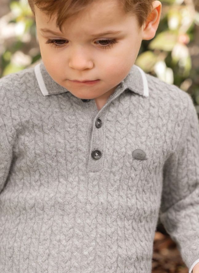 Baby Wool Polo Neck Sweater | Heather grey