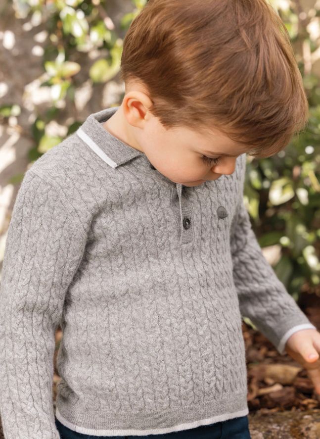 Baby Wool Polo Neck Sweater | Heather grey