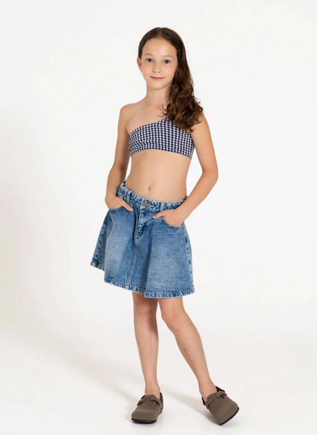 Maillot de Bain Asymétrique Bayle Carreaux | Bleu marine