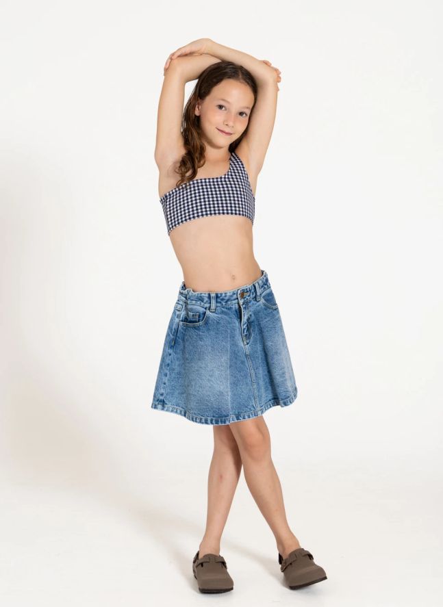 Maillot de Bain Asymétrique Bayle Carreaux | Bleu marine