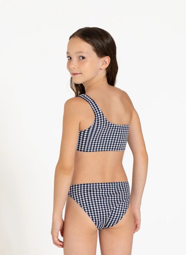 Maillot de Bain Asymétrique Bayle Carreaux | Bleu marine