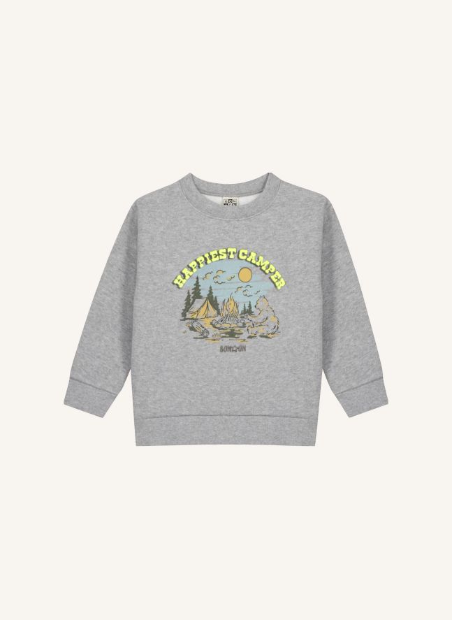 Sweat Happiest | Gris chiné