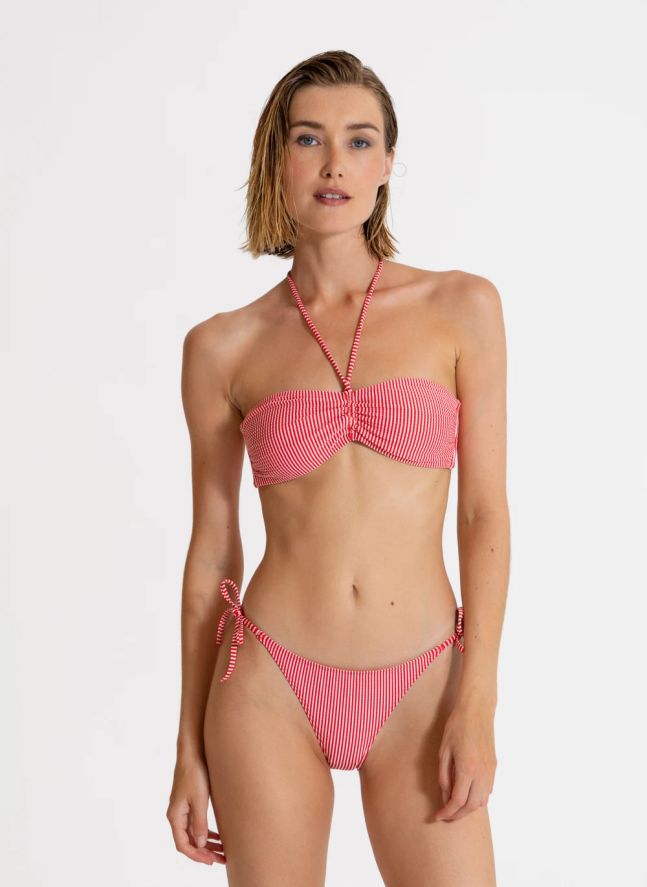 Haut de Maillot Abbie Rayé | Rouge cerise