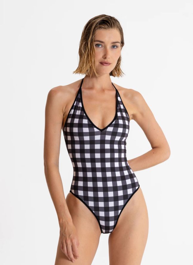 Maillot de Bain Kylie Carreaux | Noir